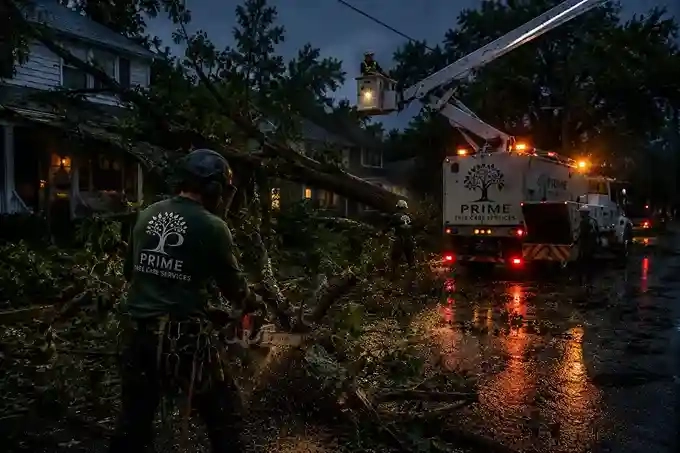 Emergency storm damage tree service by Prime Tree Care in Chicago
