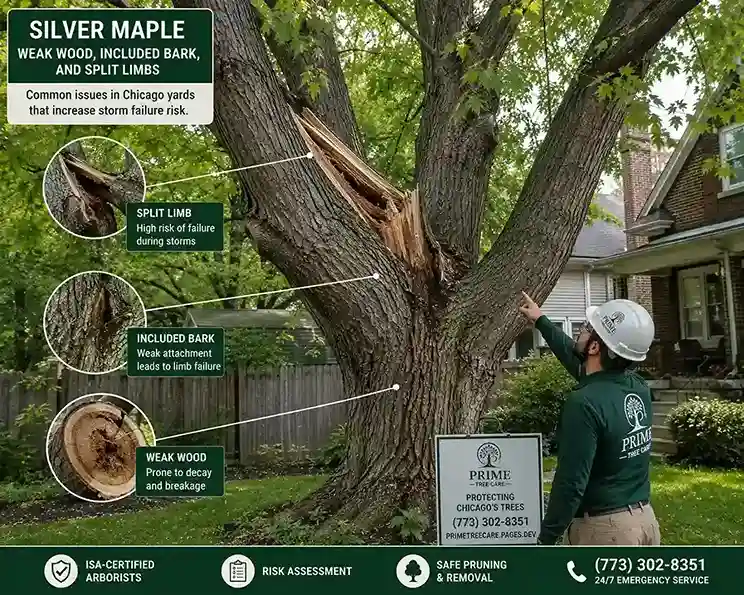 Silver maple structural problems in Chicago yards